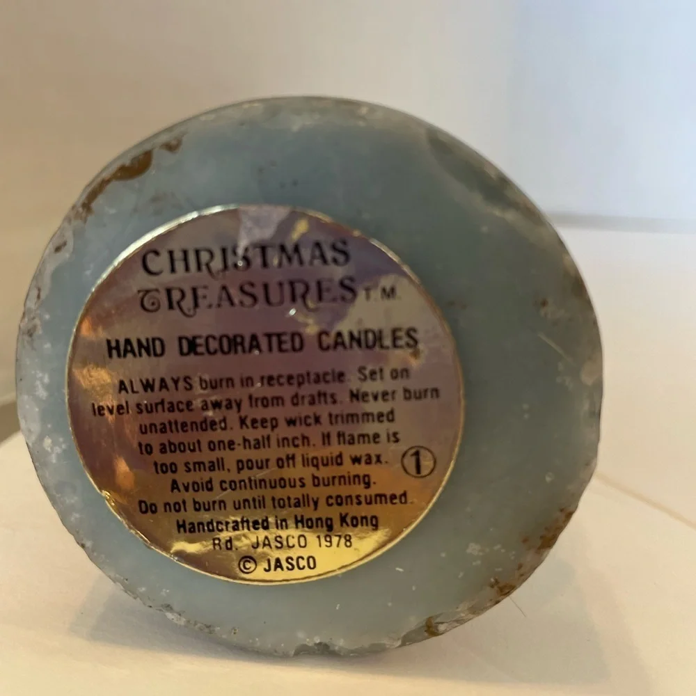 Vintage Holy Bible Hand Decorated Sculpted Candle Christmas Treasures